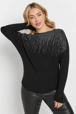 M&Co Black Stud Embellished Batwing Jumper 10 M&Co Black Stud Embellished Batwing Jumper -Evans Boutique e7e138ff 2a6a 4d 502063 A