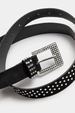 Ceinture Noire Effet Daim Empiècement Strass -Evans Boutique e7e2473f daea 44 246181 P1
