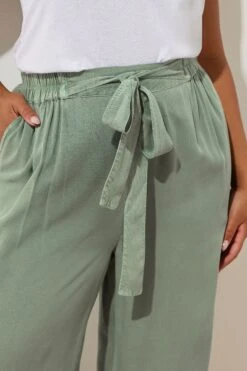 YOURS - Pantalon Jupe-Culotte Chambray Vert Kaki -Evans Boutique e7e6afe8 fe3c 43 145190 D