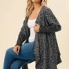 YOURS - Cardigan Gris à Manches En Similicuir Côtelé -Evans Boutique e7fa55d2 f675 41 304289 A