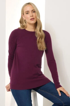 LTS Tall Dark Red Knitted Crew Neck Jumper