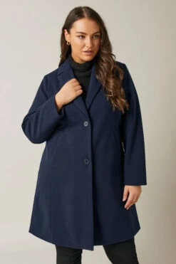 EVANS Curve Navy Blue City Coat
