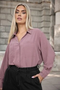 YOURS Curve Chemisier Froissé Mauve Violet -Evans Boutique e8ad430c 8121 46 330846 121093 L2