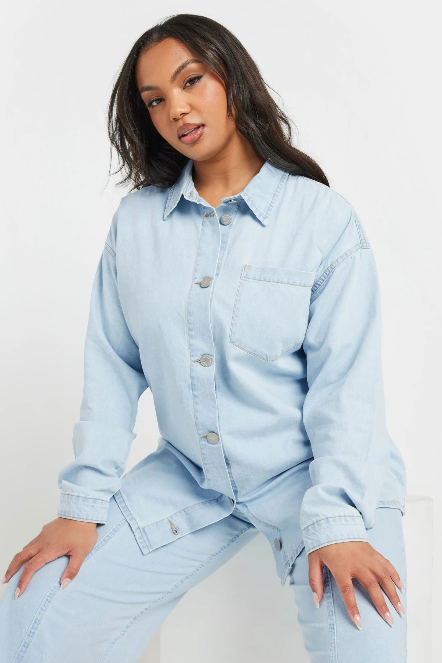 YOURS - Chemisier En Jean Bleu Ciel Délavé 5 YOURS - Chemisier En Jean Bleu Ciel Délavé – Image 3