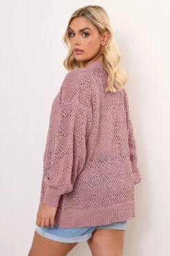 YOURS - Cardigan Rose Poudré En Maille Manches En Ballons -Evans Boutique e940a39d 9270 40 280601 C