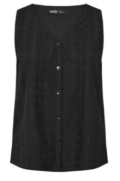 YOURS - Top Noir Plissé Volanté Broderie Anglaise 11 YOURS - Top Noir Plissé Volanté Broderie Anglaise -Evans Boutique e9523e62 2246 48 322422 X