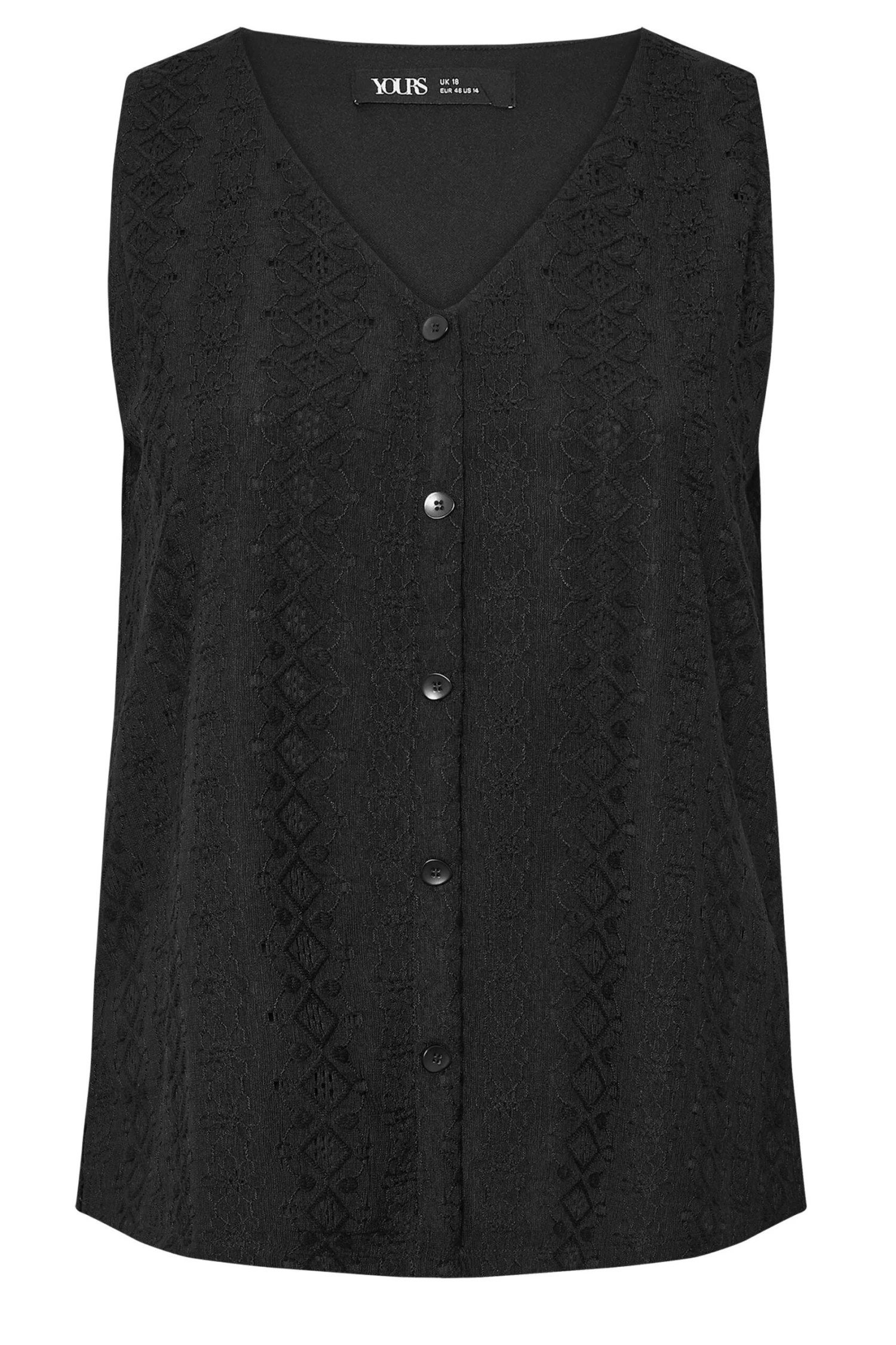YOURS - Top Noir Plissé Volanté Broderie Anglaise 7 YOURS - Top Noir Plissé Volanté Broderie Anglaise – Image 5