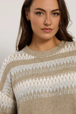 EVANS Curve Natural Brown Fairisle Jumper Dress -Evans Boutique e982c58c df6b 49 616259 D