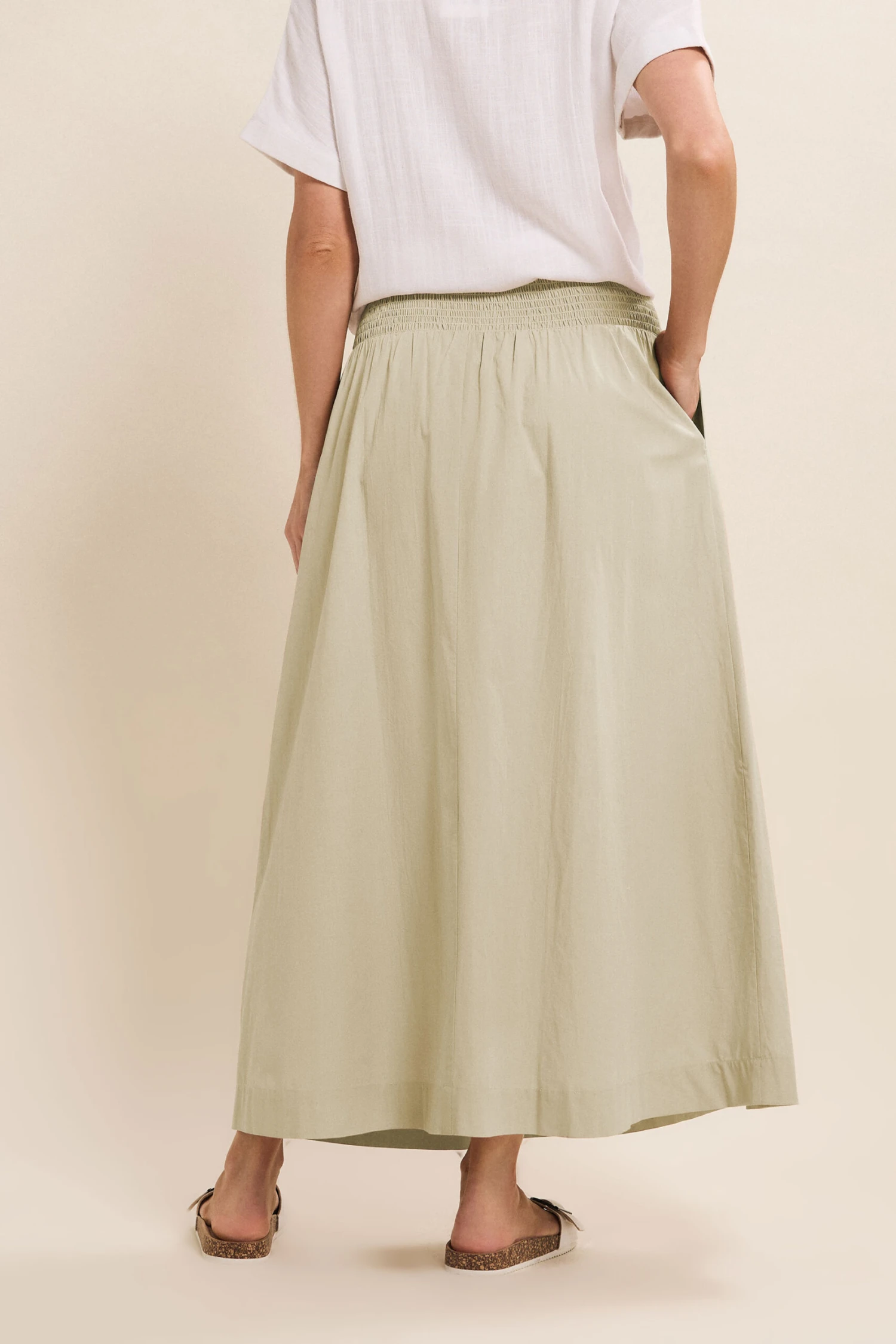 LTS Tall Natural Brown Cotton Shirred Waist Maxi Skirt 5 LTS Tall Natural Brown Cotton Shirred Waist Maxi Skirt – Image 3