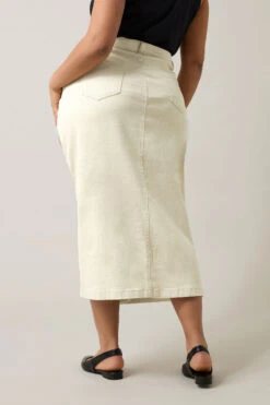 EVANS Curve Cream Button Through Denim Maxi Skirt 12 EVANS Curve Cream Button Through Denim Maxi Skirt -Evans Boutique ea061f22 3c2e 4e 615852 C