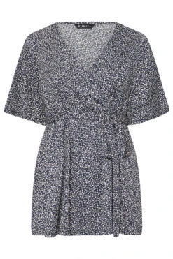 YOURS - Top Cache-Coeur Bleu Marine Texturé Floral 11 YOURS - Top Cache-Coeur Bleu Marine Texturé Floral -Evans Boutique ea4bb524 bafa 46 304013 X