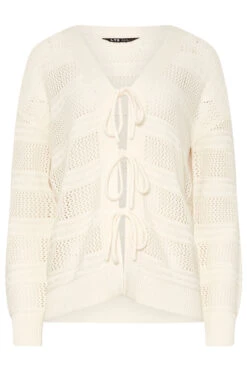 LTS Tall Ivory White Knit Tie Front Cardigan -Evans Boutique ea6d1483 d276 4f 355575 X
