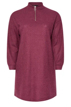 YOURS Curve Robe Pull Côtelée Rose Foncé à Col Zippé 11 YOURS Curve Robe Pull Côtelée Rose Foncé à Col Zippé -Evans Boutique eb0d5901 fa5c 45 303889 X