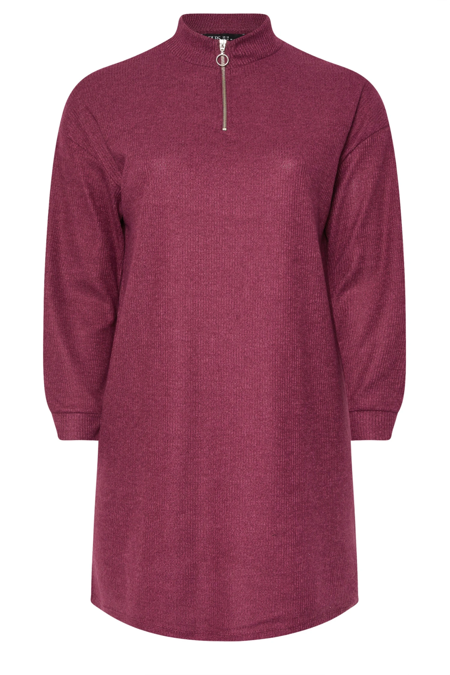 YOURS Curve Robe Pull Côtelée Rose Foncé à Col Zippé 7 YOURS Curve Robe Pull Côtelée Rose Foncé à Col Zippé – Image 5