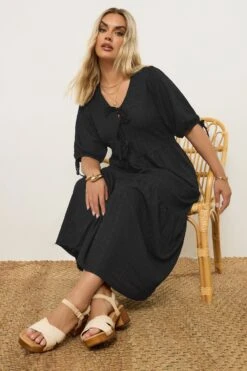 YOURS Curve Robe Longue Noire à Nœud Papillon YOURS Curve -Evans Boutique eb109f88 c15b 4d 270223 A