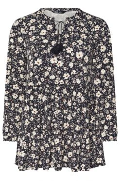 YOURS Curve Chemisier Noir à Volants Et Col Noué à Fleurs 13 YOURS Curve Chemisier Noir à Volants Et Col Noué à Fleurs -Evans Boutique eb10f44b e1dc 47 322757 X