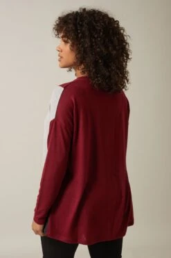 EVANS Curve Burgundy Red Colourblock Jumper 12 EVANS Curve Burgundy Red Colourblock Jumper -Evans Boutique eb1f718c 42cb 41 615697 C