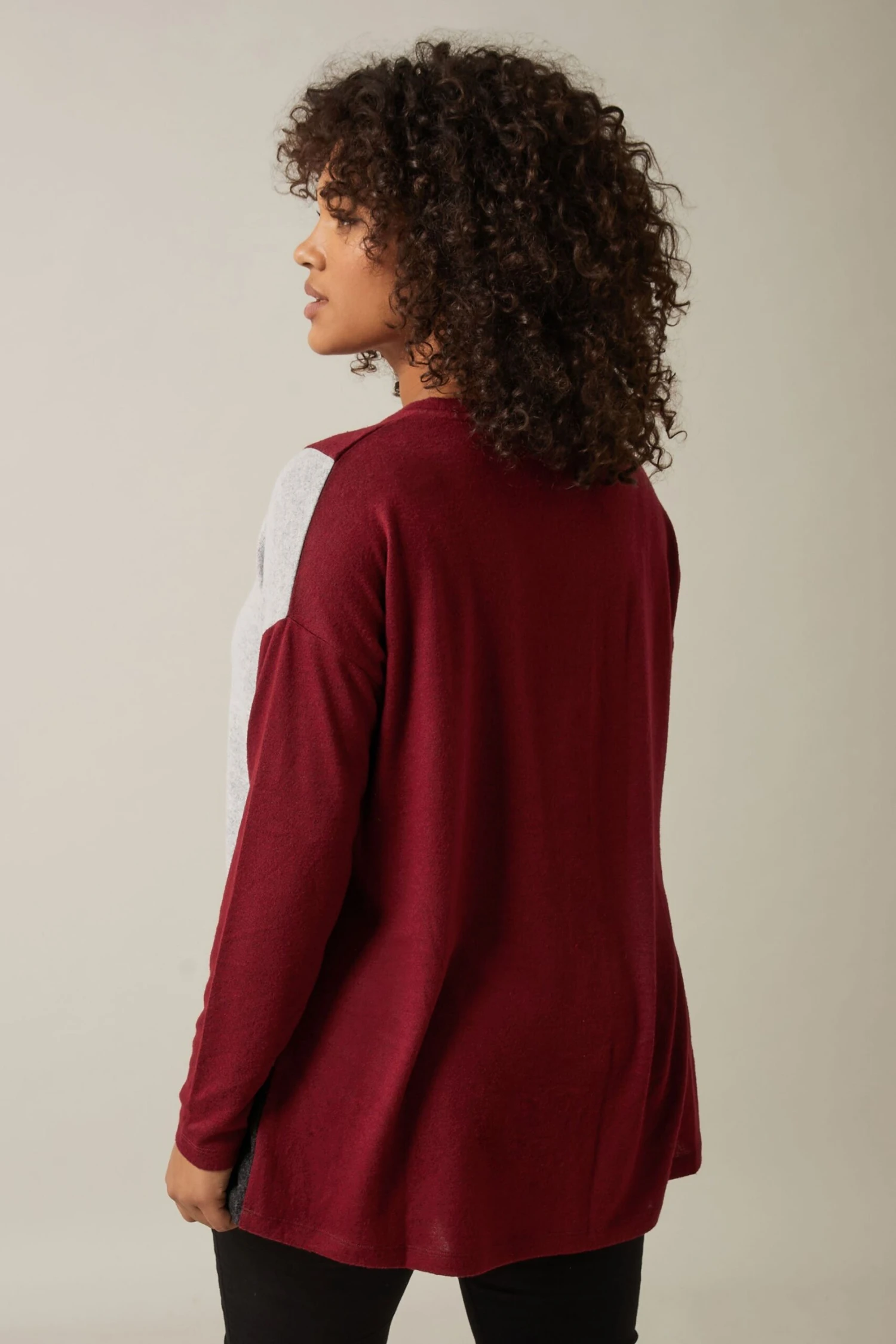EVANS Curve Burgundy Red Colourblock Jumper 6 EVANS Curve Burgundy Red Colourblock Jumper – Image 4