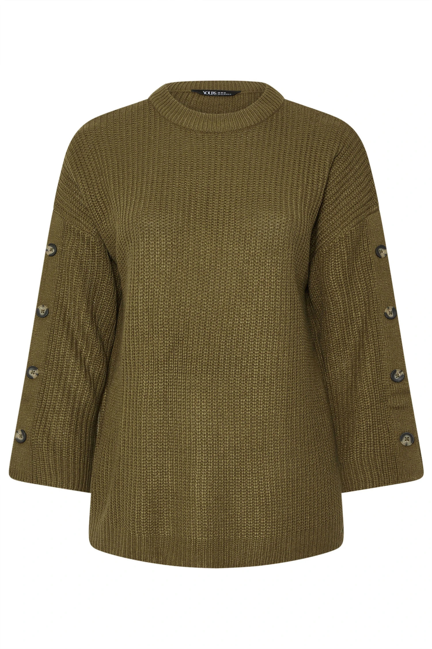 YOURS Curve Pull à Manches Boutonnées Vert Kaki 7 YOURS Curve Pull à Manches Boutonnées Vert Kaki – Image 5