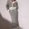 STAR White Knit Metallic Striped Maxi Skirt -Evans Boutique eb69a50e e964 42 110714 A