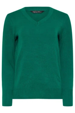 M&Co Teal Green Long Sleeve V-Neck Jumper 11 M&Co Teal Green Long Sleeve V-Neck Jumper -Evans Boutique ebb47dd5 2625 49 501581 X