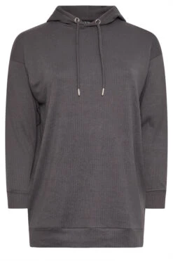 YOURS - Pull à Capuche Gris Charbonneux En Coton -Evans Boutique ebf7a587 f049 42 126595 X