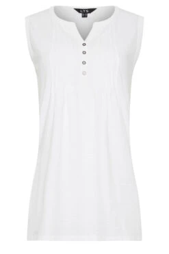 LTS Tall White Cotton Henley Vest Top 11 LTS Tall White Cotton Henley Vest Top -Evans Boutique ebf88ca9 bbb8 49 352779 X
