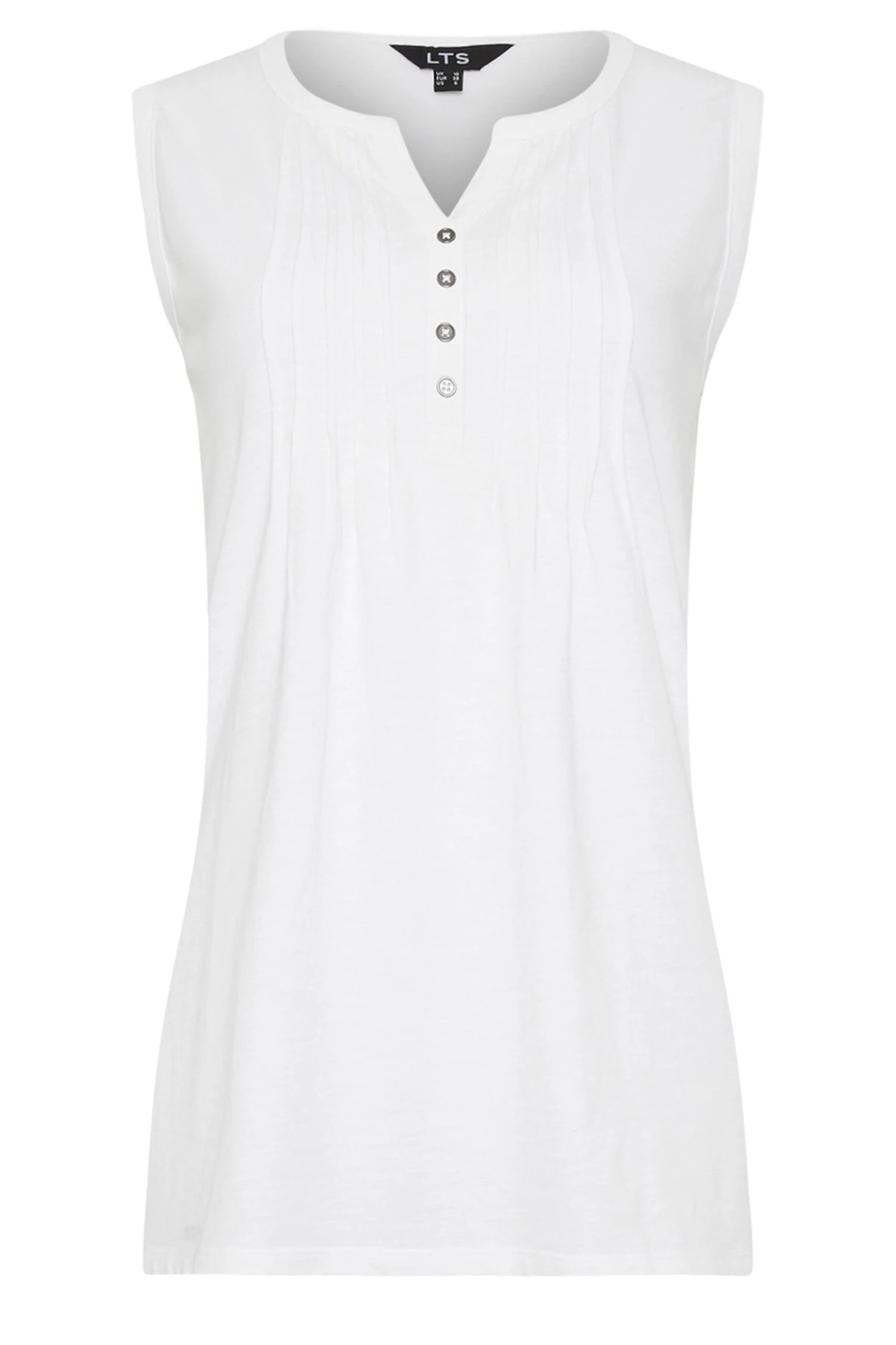 LTS Tall White Cotton Henley Vest Top 7 LTS Tall White Cotton Henley Vest Top – Image 5