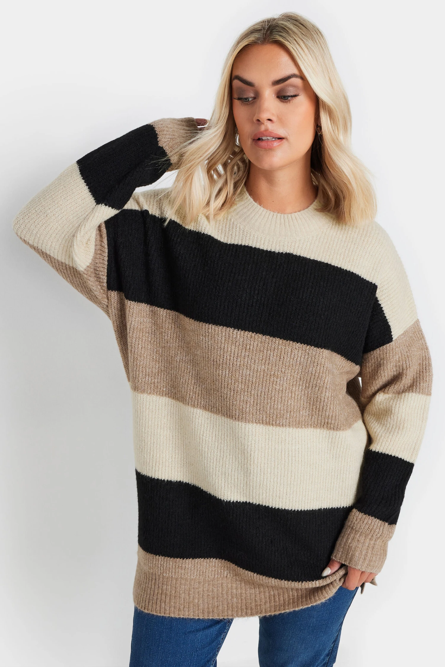 YOURS - Pull Crème & Noir à Rayures Manches Longues 3 YOURS - Pull Crème & Noir à Rayures Manches Longues