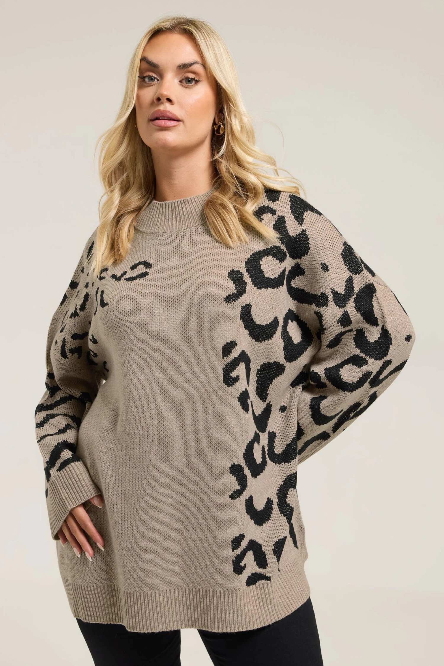 YOURS Curve Pull Col Montant Léopard Marron Naturel 3 YOURS Curve Pull Col Montant Léopard Marron Naturel