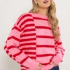 LTS Tall Pink & Red Striped Knitted Jumper 2 LTS Tall Pink & Red Striped Knitted Jumper -Evans Boutique ed1e058d a29a 41 356362 A