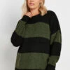 YOURS - Pull Noir & Vert Kaki En Maille à Rayures 2 YOURS - Pull Noir & Vert Kaki En Maille à Rayures -Evans Boutique ed3db828 0ea8 4d 280343 A