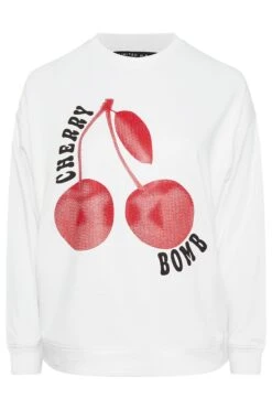 LIMITED COLLECTION Sweat-shirt Blanc Clouté « Cherry Bomb » Curve 11 LIMITED COLLECTION Sweat-shirt Blanc Clouté « Cherry Bomb » Curve -Evans Boutique ede8f508 1cfc 45 216786 X
