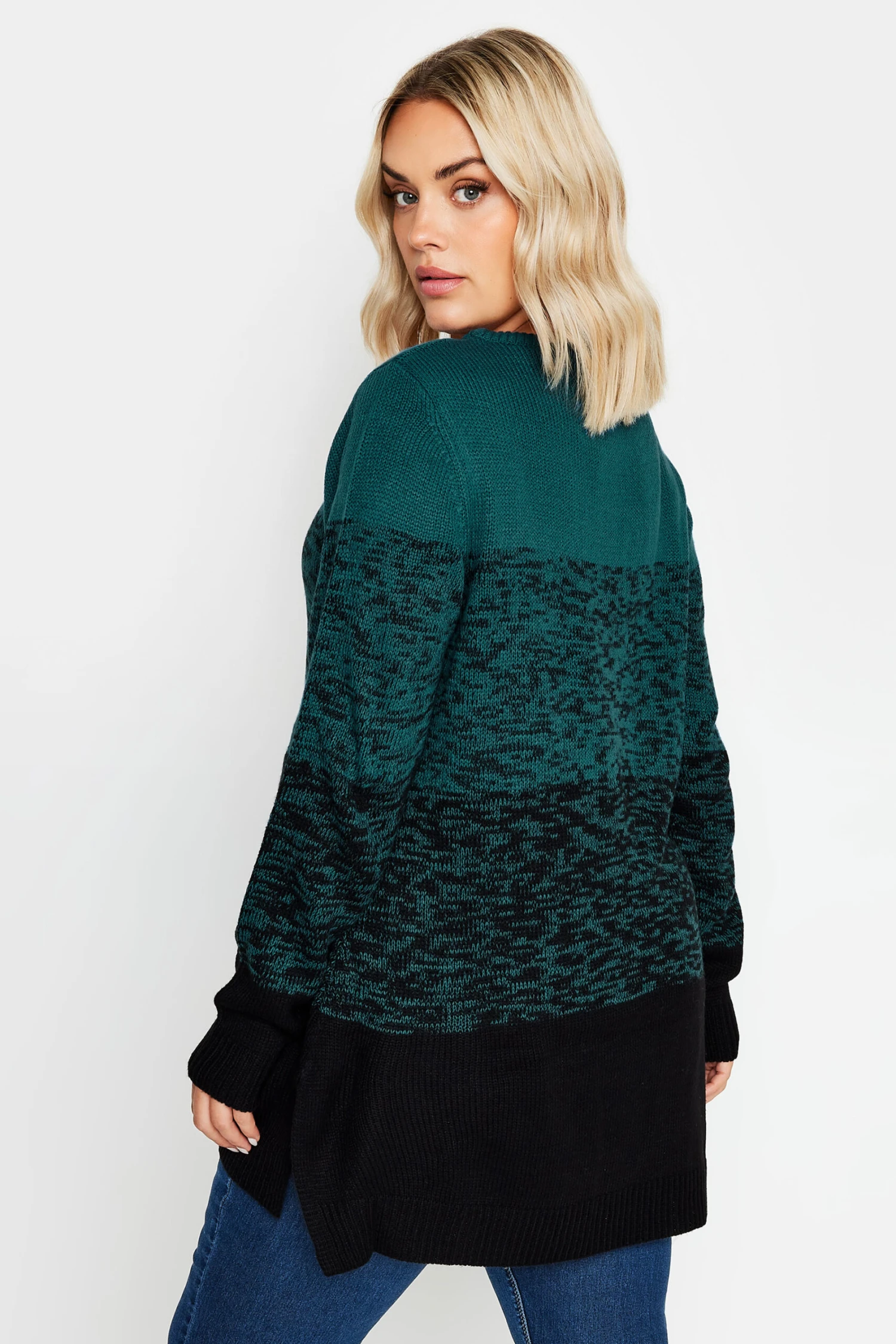 YOURS - Pull Vert Sarcelle Design Block De Couleur 5 YOURS - Pull Vert Sarcelle Design Block De Couleur – Image 3