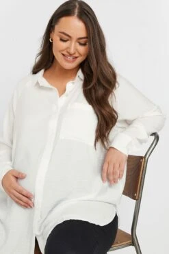 BUMP IT UP MATERNITY - Chemisier Blanc Design Uni