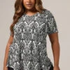 YOURS - Top Noir & Blanc Paisley Design Volanté -Evans Boutique eee64174 32ab 47 322402 A