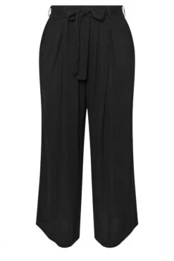 YOURS - Pantalon Noir Plissé Wide Leg à Poches -Evans Boutique ef07a7a6 19ca 4a 310143 X