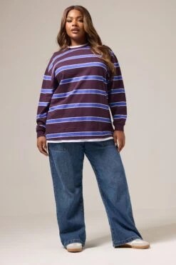 YOURS Curve Sweat-shirt 2 En 1 à Rayures Violettes 8 YOURS Curve Sweat-shirt 2 En 1 à Rayures Violettes -Evans Boutique ef267b41 1505 4c 322825 B