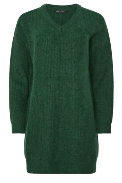 M&Co Green V-Neck Tunic Jumper 13 M&Co Green V-Neck Tunic Jumper -Evans Boutique ef62ce10 aee3 4a 502451 X