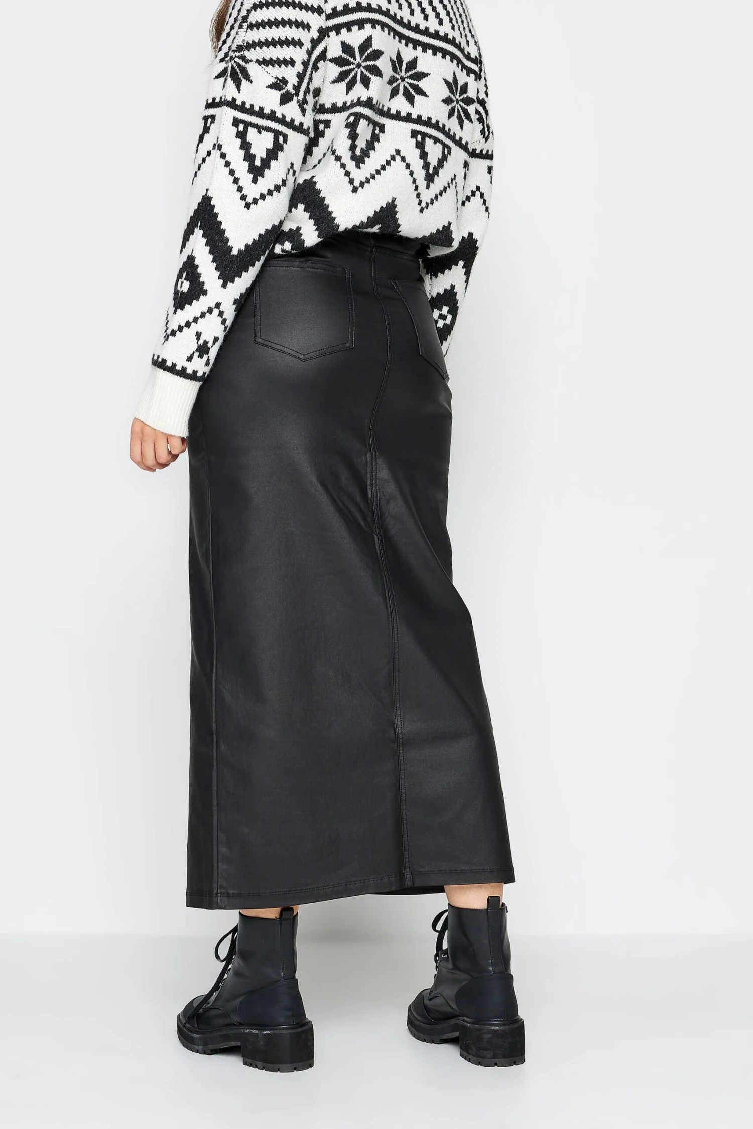 LTS Tall Black Coated Midi Skirt 7 LTS Tall Black Coated Midi Skirt – Image 5