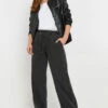 LTS Tall Black Washed Denim Pull-On Wide Leg Jeans