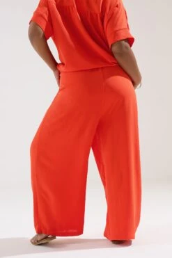 YOURS Curve Pantalon Large Orange à Taille Nouée -Evans Boutique efa12404 df28 46 175241 C