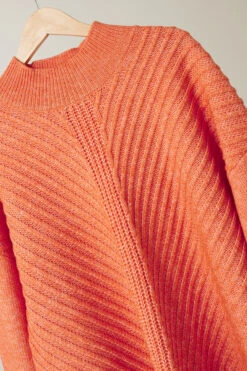 EVANS Curve Orange High Neck Knitted Jumper 15 EVANS Curve Orange High Neck Knitted Jumper -Evans Boutique efca20fd 4fbe 47 615536 P1