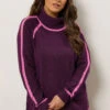 EVANS Curve Purple Contrast Tipped Jumper -Evans Boutique f05adc21 ffa8 4e 616142 A