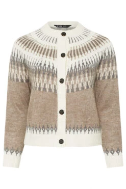 YOURS Curve Cardigan En Maille Fairisle Marron Naturel