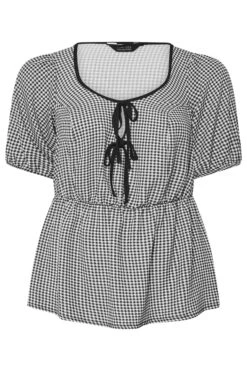 LIMITED COLLECTION - Top Smocké Noir à Carreaux & Noeuds -Evans Boutique f0bd19e3 0dc7 49 216683 X