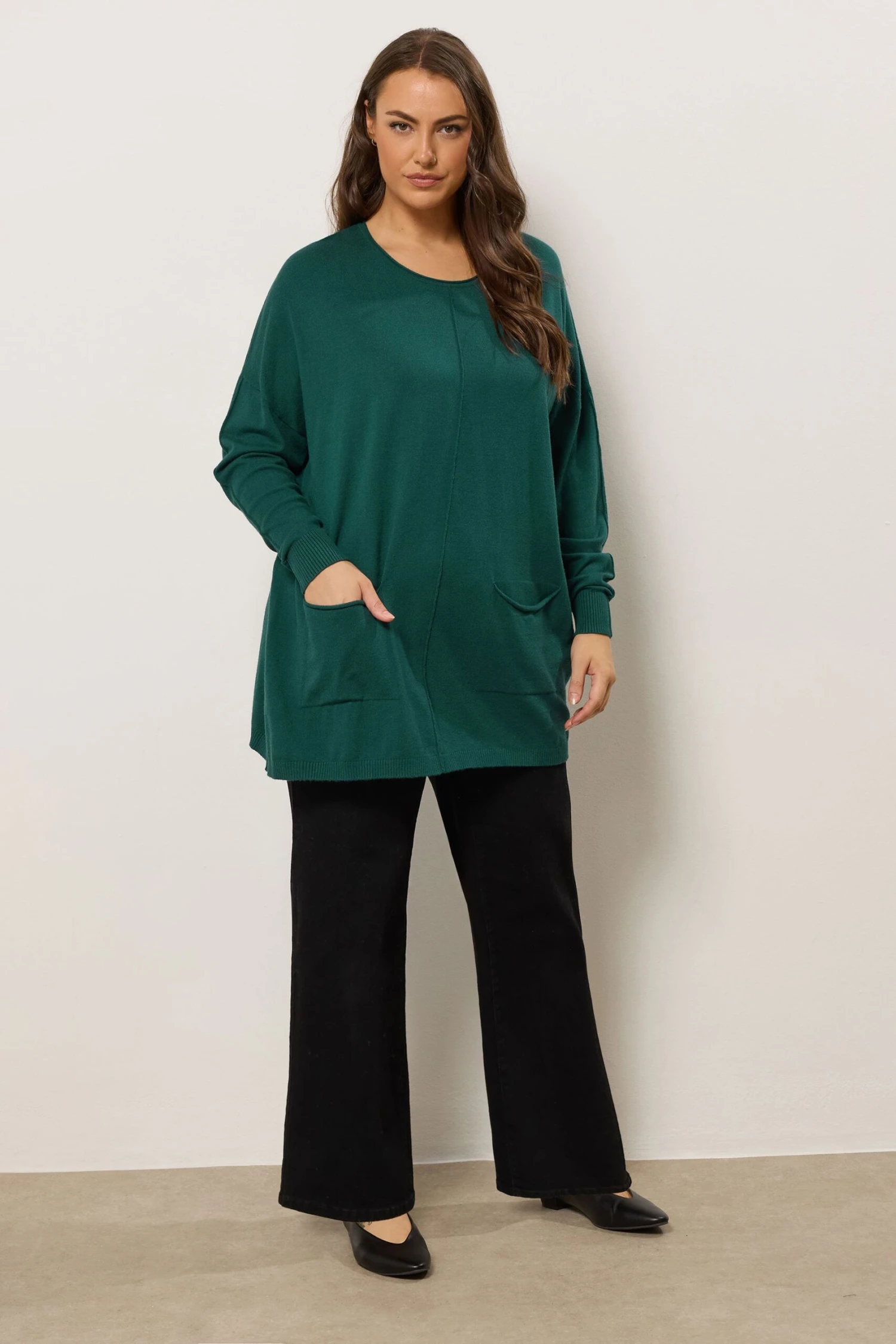 EVANS Curve Teal Green Soft Touch Front Seam Jumper 4 EVANS Curve Teal Green Soft Touch Front Seam Jumper – Image 2