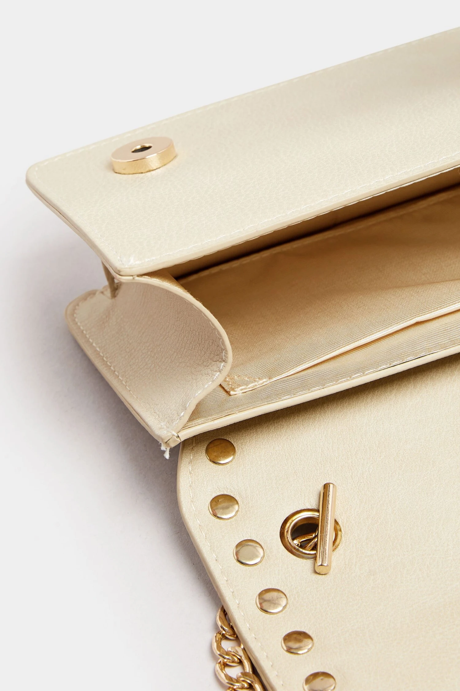 Beige Brown Faux Leather Stud Detail Cross Body Bag 8 Beige Brown Faux Leather Stud Detail Cross Body Bag – Image 6