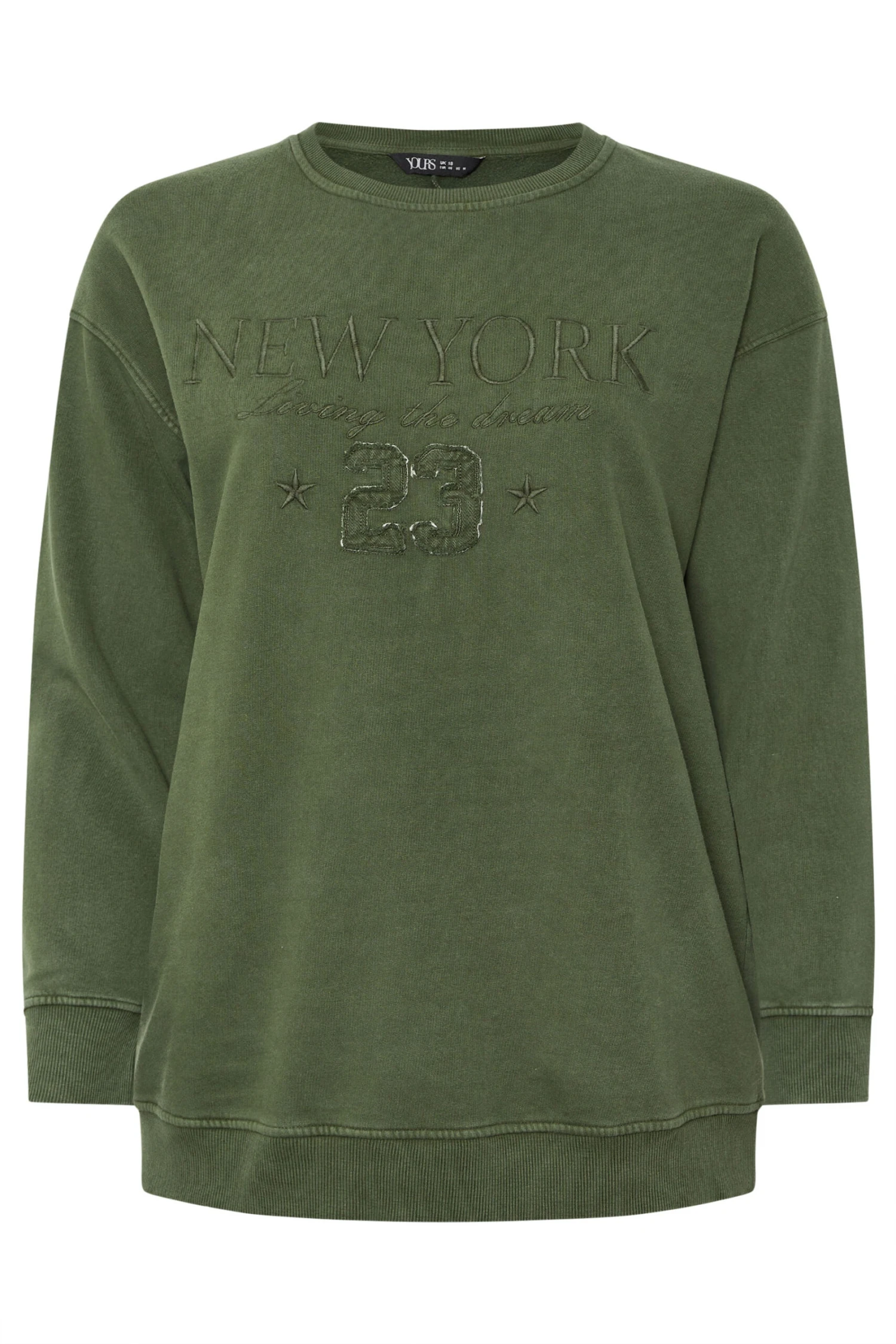 YOURS - Sweatshirt Vert Kaki Brodé 'New York' 7 YOURS - Sweatshirt Vert Kaki Brodé 'New York' – Image 5