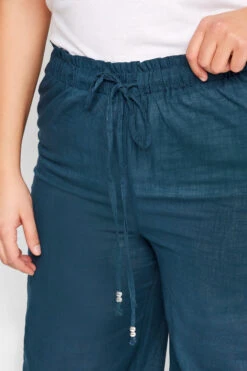 LTS - Pantalon De Plage Bleu En Coton Wide Leg Tall -Evans Boutique f1117b1f 1c2c 40 350515PS C